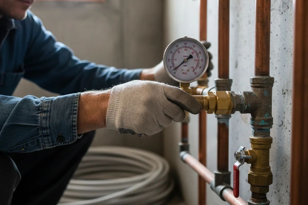 Pressure testing a repaired line during Water Line Repair in Newalla